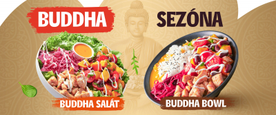 Buddha sez&oacute;na - Buddha sal&aacute;t s kuřec&iacute;m masem a Buddha bowl s kuřec&iacute;m masem